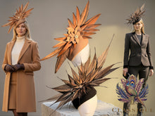 Load image into Gallery viewer, Extravagant Feather Teardrop Fascinator - Camel