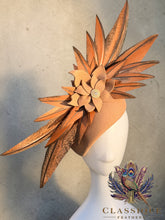 Load image into Gallery viewer, Extravagant Feather Teardrop Fascinator - Camel