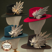 Load image into Gallery viewer, Classique Fedora Hat & Feather Pin