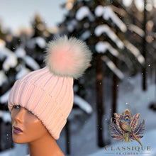 Load image into Gallery viewer, Chunky Knit Real Fur Pom Pom Hat
