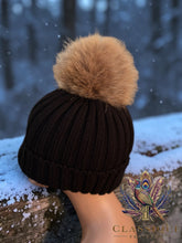 Load image into Gallery viewer, Chunky Knit Real Fur Pom Pom Hat
