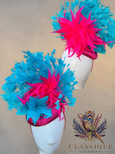 Load image into Gallery viewer, Turquoise &amp; Pink Feather Fascinator
