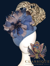 Load image into Gallery viewer, Bonnie - Teardrop Wool Fascinator adorned with pheasant and goose feathers
