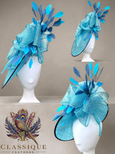 Load image into Gallery viewer, Teal &amp; Navy Fascinator
