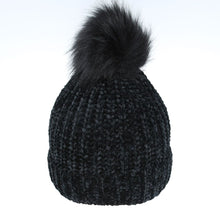 Load image into Gallery viewer, Chenille Faux Fur Pom Pom Hat
