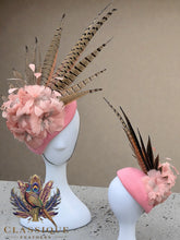 Load image into Gallery viewer, Bambi - Baby Pink fascinator with blush goose feathers &amp; pheasant feathers
