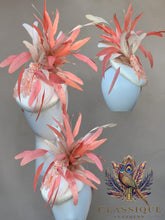 Load image into Gallery viewer, Peach &amp; Ivory Feather Fascinator
