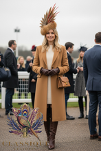 Load image into Gallery viewer, Fur &amp; Feather Fascinator with golden pheasant red spear feathers
