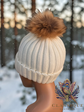 Load image into Gallery viewer, Chunky Knit Real Fur Pom Pom Hat

