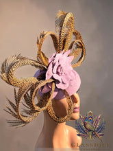 Load image into Gallery viewer, Coney - Wool Fascinator with golden pheasant feathers
