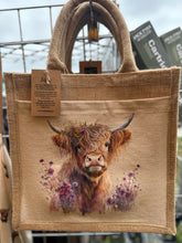 Load image into Gallery viewer, Highland Cow Jute Bag
