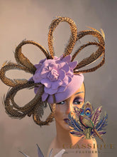 Load image into Gallery viewer, Coney - Wool Fascinator with golden pheasant feathers

