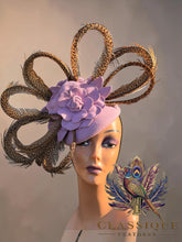 Load image into Gallery viewer, Coney - Wool Fascinator with golden pheasant feathers
