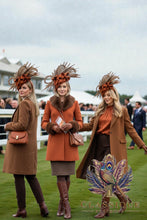 Load image into Gallery viewer, Mabel - burnt orange wool teardrop fascinator with pheasant feathers
