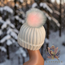 Load image into Gallery viewer, Chunky Knit Real Fur Pom Pom Hat
