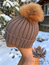 Load image into Gallery viewer, Chunky Knit Real Fur Pom Pom Hat
