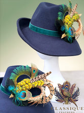 Load image into Gallery viewer, Sidesweep Fedora with Velvet Band &amp; Feather Pin
