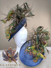 Load image into Gallery viewer, Navy Peacock Feather Fascinator
