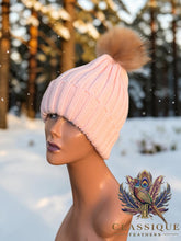 Load image into Gallery viewer, Chunky Knit Real Fur Pom Pom Hat
