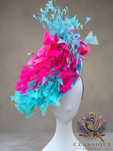 Load image into Gallery viewer, Pink Mint &amp; Blue Feather Fascinator
