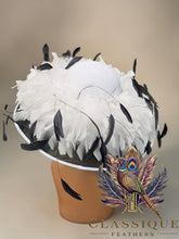 Load image into Gallery viewer, Exclusive Extravagant Dark Navy and White Fascinator

