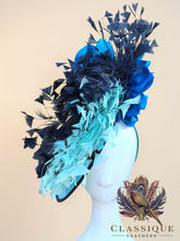 Load image into Gallery viewer, Blue Mix Feather Fascinator
