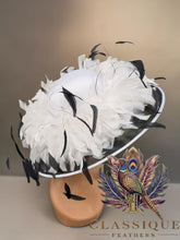Load image into Gallery viewer, Exclusive Extravagant Dark Navy and White Fascinator
