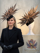 Load image into Gallery viewer, Extravagant Feather Teardrop Fascinator - Black
