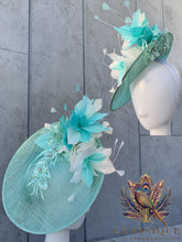 Load image into Gallery viewer, Mint &amp; Ivory Feather Fascinator
