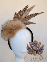Load image into Gallery viewer, Small fur and feather headband fascinators
