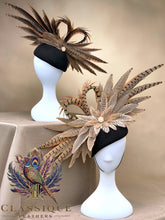 Load image into Gallery viewer, Magic - Black wool teardrop with an array of pheasant feathers
