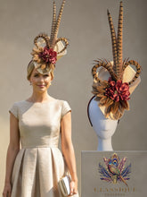 Load image into Gallery viewer, Cream &amp; Brown Feather &amp; Flower Fascinator
