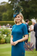 Load image into Gallery viewer, Beautiful Blue Peacock Fascinator
