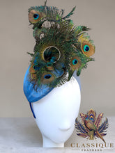 Load image into Gallery viewer, Beautiful Blue Peacock Fascinator
