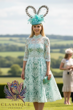 Load image into Gallery viewer, Mint Feather Bow Fascinator
