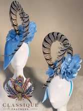 Load image into Gallery viewer, Baby Blue Feather Fascinator
