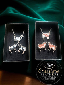 Cowhide Necklace & Earrings Gift Set