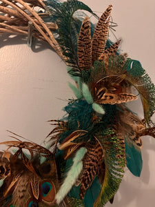 Peacock Wicker Wreath