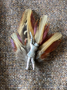 Pewter Lapel Pin with Feathers