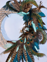 Load image into Gallery viewer, Peacock Wicker Wreath

